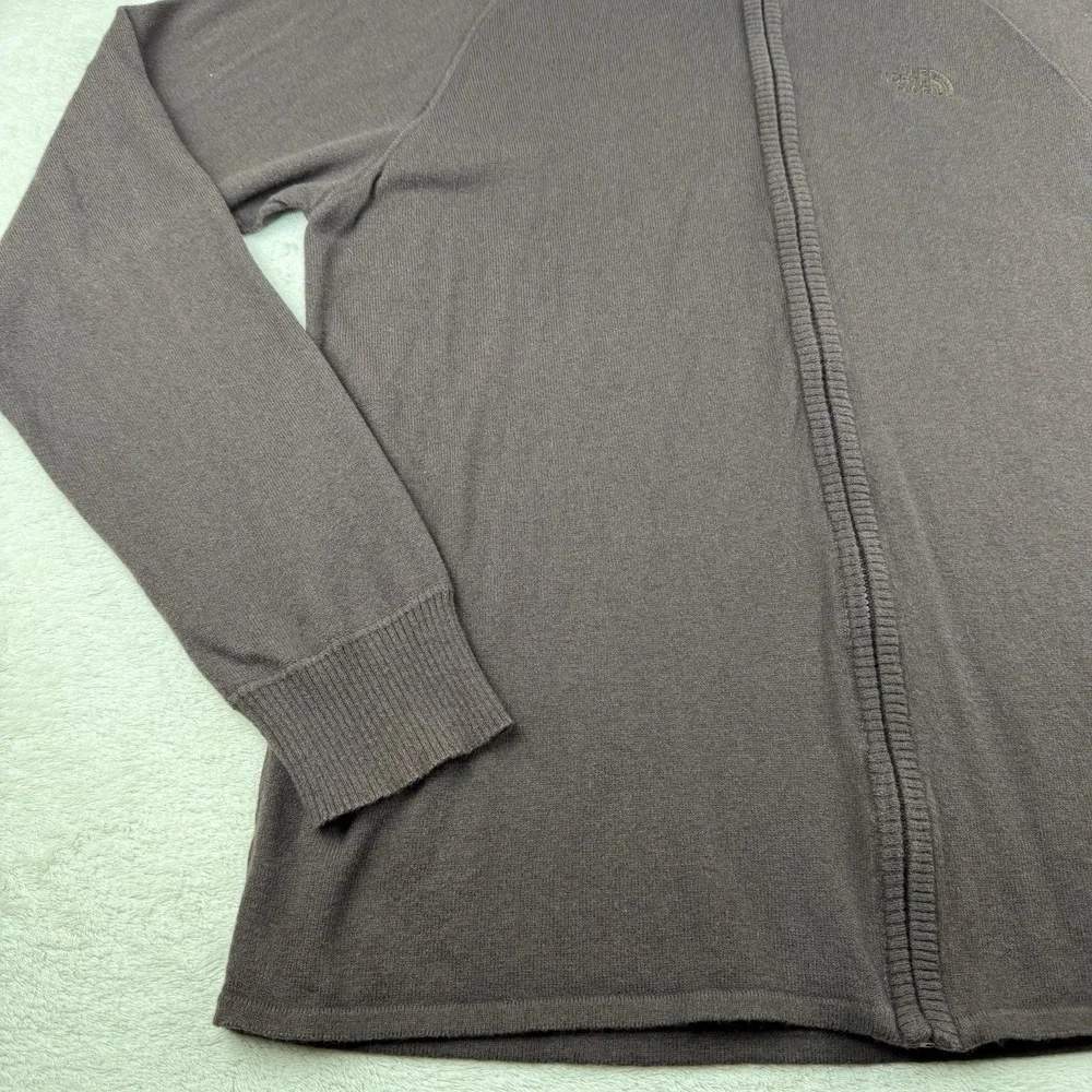 The North Face Men's‎ Sweater Brown Mock Neck Cotton Wool Blend Full Zip Large